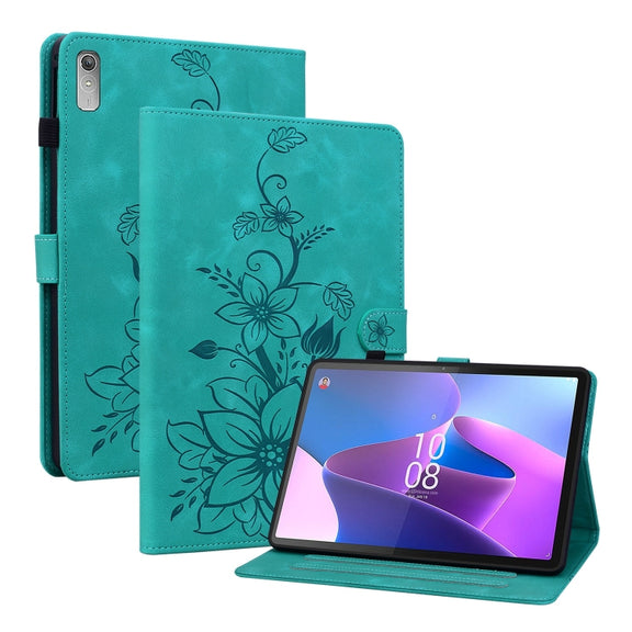 For Lenovo Tab P11 Gen 2 11.5 Lily Embossed Leather Tablet Case(Green)