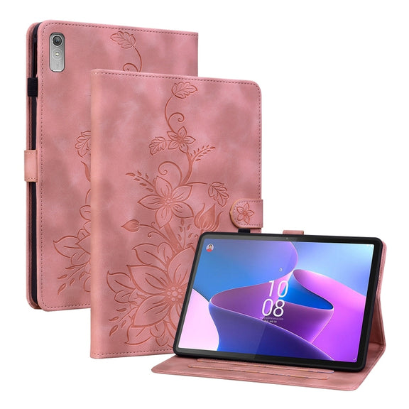 For Lenovo Tab P11 Gen 2 11.5 Lily Embossed Leather Tablet Case(Pink)