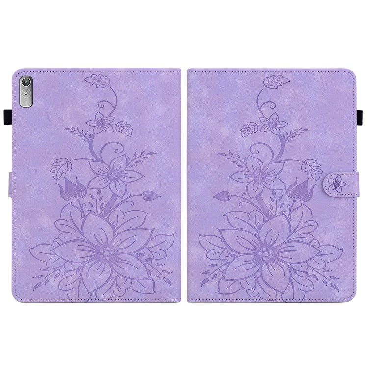 For Lenovo Tab P11 Gen 2 11.5 Lily Embossed Leather Tablet Case(Purple)