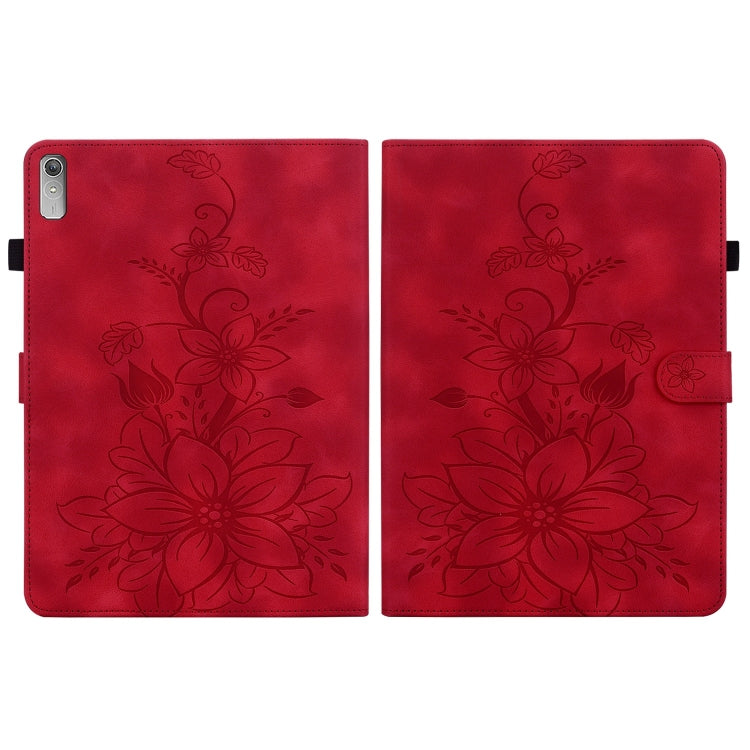 For Lenovo Tab P11 Gen 2 11.5 Lily Embossed Leather Tablet Case(Red)