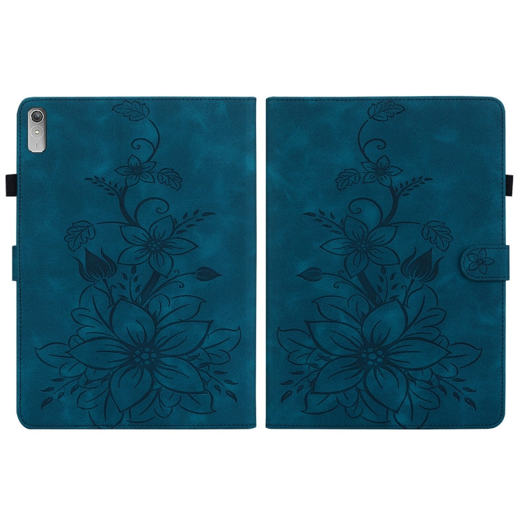 For Lenovo Tab P11 Gen 2 11.5 Lily Embossed Leather Tablet Case(Dark Blue)