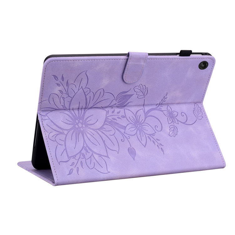 For Lenovo Tab M10 10.1 3rd Gen Lily Embossed Leather Tablet Case(Purple)
