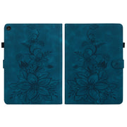 For Lenovo Tab M10 10.1 3rd Gen Lily Embossed Leather Tablet Case(Dark Blue)