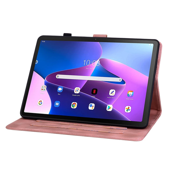 For Lenovo Tab M10 Plus 10.6 3rd Gen Lily Embossed Leather Tablet Case(Pink)