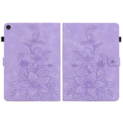 For Lenovo Tab M10 Plus 10.6 3rd Gen Lily Embossed Leather Tablet Case(Purple)