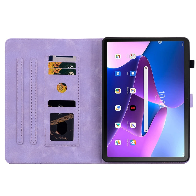 For Lenovo Tab M10 Plus 10.6 3rd Gen Lily Embossed Leather Tablet Case(Purple)