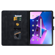 For Lenovo Tab M10 Plus 10.6 3rd Gen Lily Embossed Leather Tablet Case(Black)
