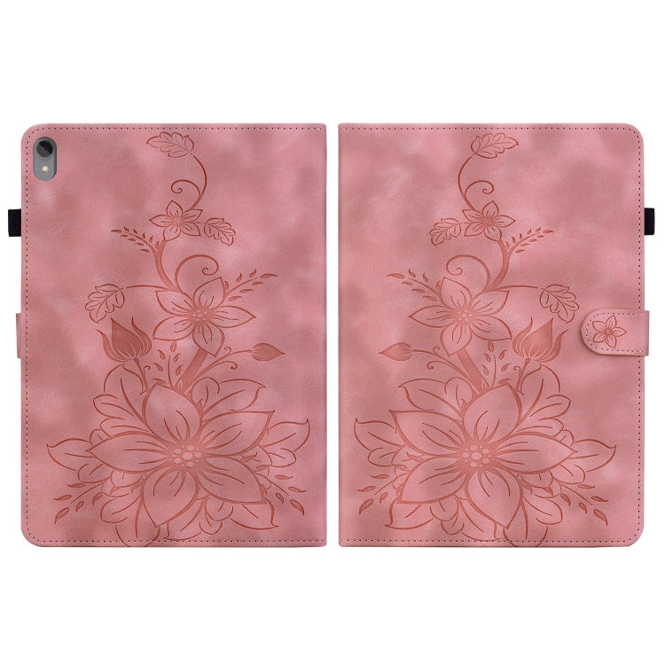 For Lenovo Tab P11 /Xiaoxin Pad Plus Lily Embossed Leather Tablet Case(Pink)