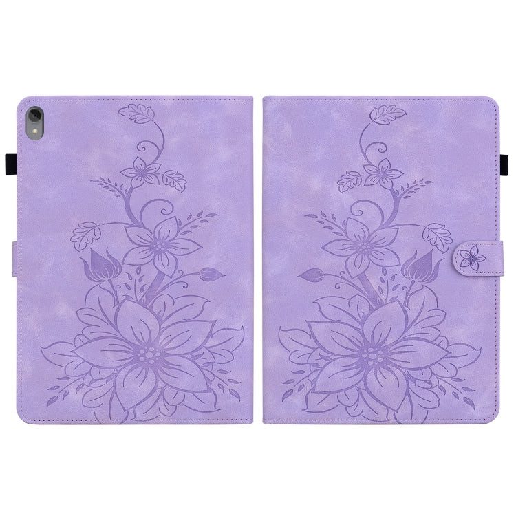 For Lenovo Tab P11 /Xiaoxin Pad Plus Lily Embossed Leather Tablet Case(Purple)