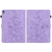For Lenovo Tab P11 /Xiaoxin Pad Plus Lily Embossed Leather Tablet Case(Purple)