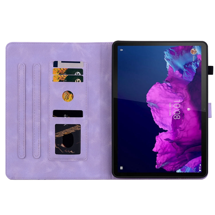 For Lenovo Tab P11 /Xiaoxin Pad Plus Lily Embossed Leather Tablet Case(Purple)