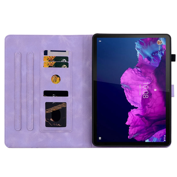 For Lenovo Tab P11 /Xiaoxin Pad Plus Lily Embossed Leather Tablet Case(Purple)