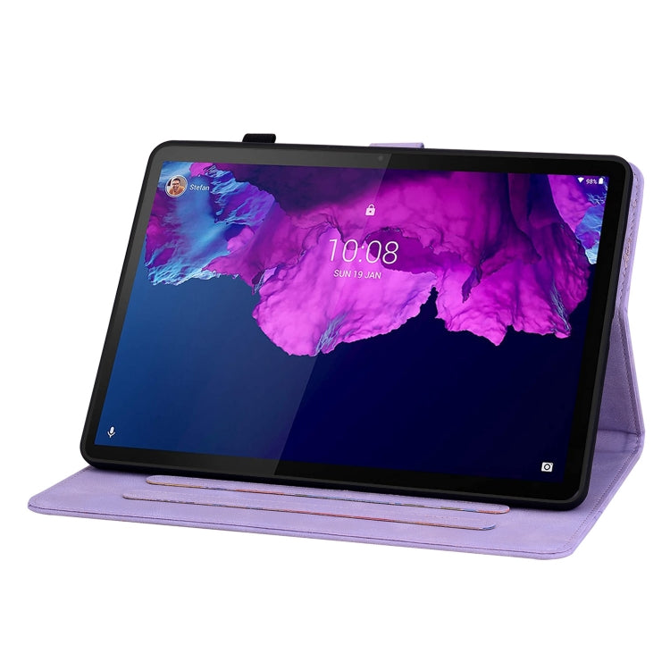 For Lenovo Tab P11 /Xiaoxin Pad Plus Lily Embossed Leather Tablet Case(Purple)