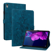 For Lenovo Tab P11 /Xiaoxin Pad Plus Lily Embossed Leather Tablet Case(Dark Blue)