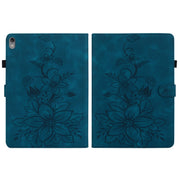 For Lenovo Tab P11 /Xiaoxin Pad Plus Lily Embossed Leather Tablet Case(Dark Blue)