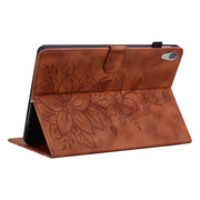 For Lenovo Tab M10 HD Gen2 Lily Embossed Leather Tablet Case(Brown)