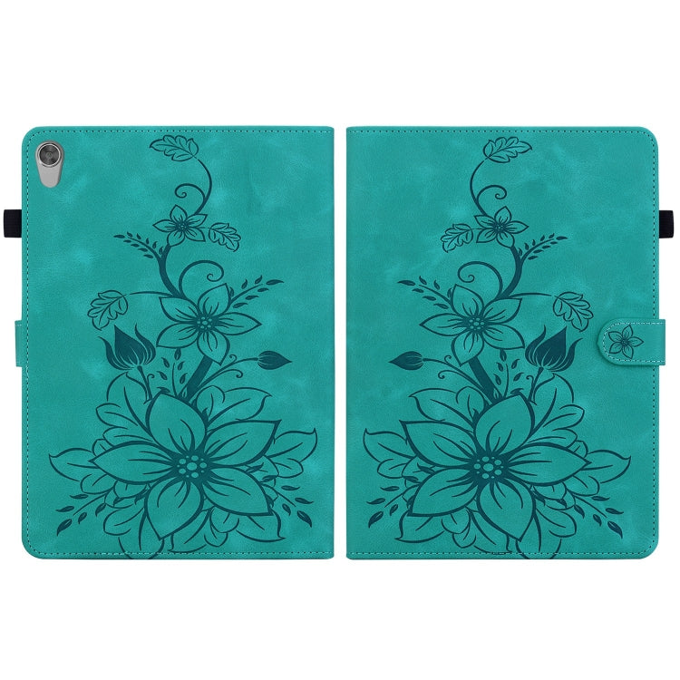 For Lenovo Tab M10 HD Gen2 Lily Embossed Leather Tablet Case(Green)