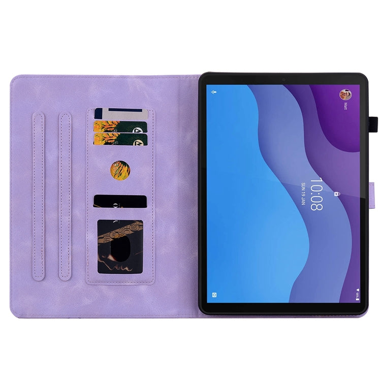For Lenovo Tab M10 HD Gen2 Lily Embossed Leather Tablet Case(Purple)
