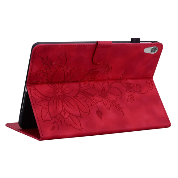 For Lenovo Tab M10 HD Gen2 Lily Embossed Leather Tablet Case(Red)
