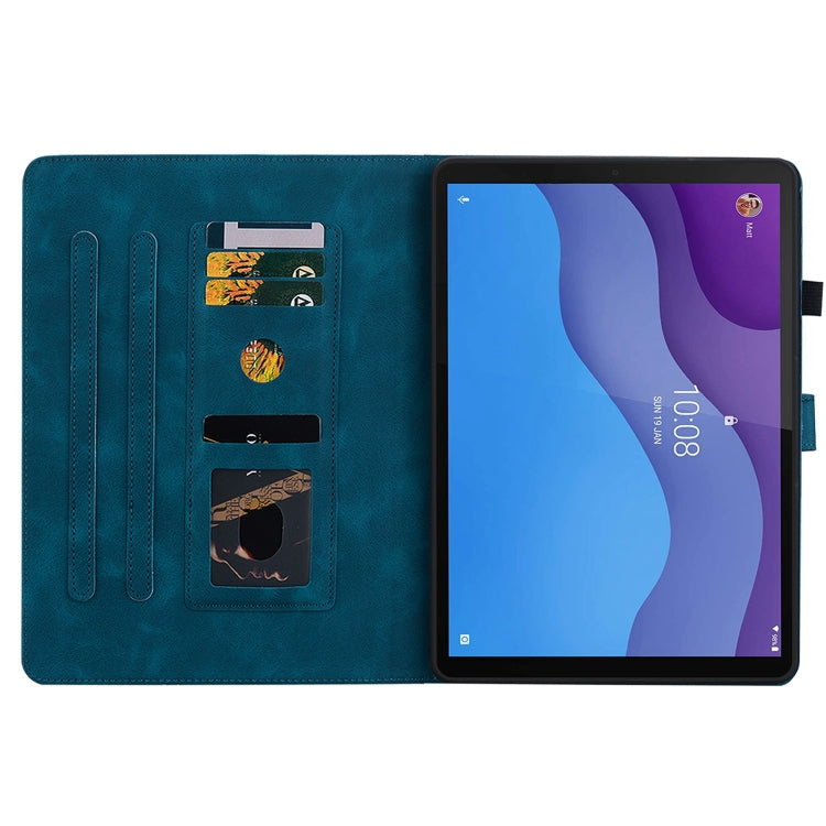 For Lenovo Tab M10 HD Gen2 Lily Embossed Leather Tablet Case(Dark Blue)