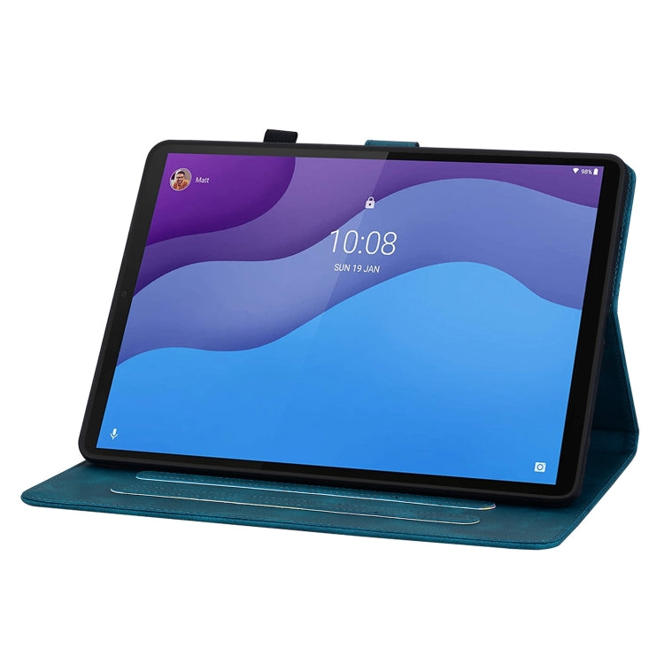 For Lenovo Tab M10 HD Gen2 Lily Embossed Leather Tablet Case(Dark Blue)