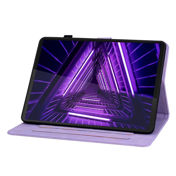 For Lenovo M10 Plus 10.3 Lily Embossed Leather Tablet Case(Purple)