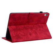For Lenovo M10 Plus 10.3 Lily Embossed Leather Tablet Case(Red)