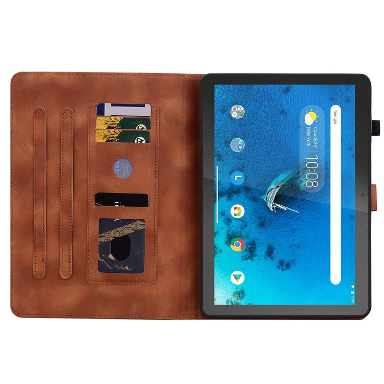 For Lenovo Tab M10 X605 /M10 HD X505 Lily Embossed Leather Tablet Case(Brown)