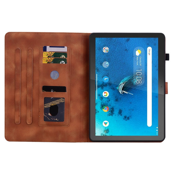 For Lenovo Tab M10 X605 /M10 HD X505 Lily Embossed Leather Tablet Case(Brown)