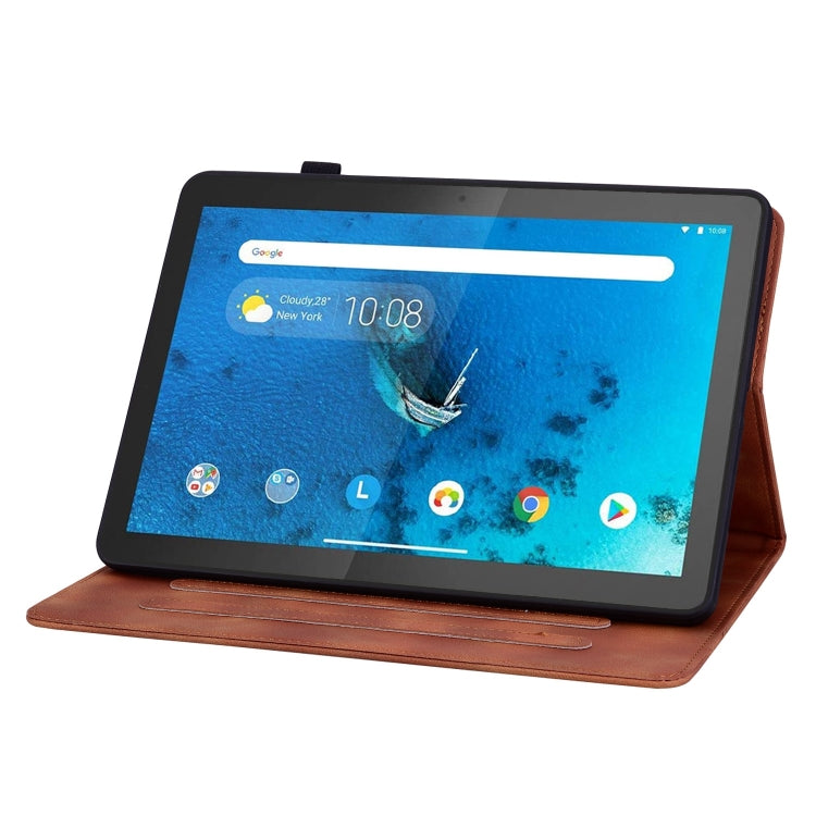 For Lenovo Tab M10 X605 /M10 HD X505 Lily Embossed Leather Tablet Case(Brown)