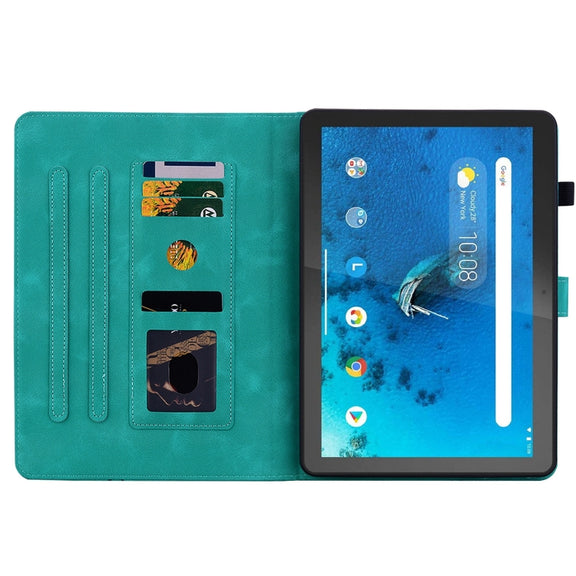 For Lenovo Tab M10 X605 /M10 HD X505 Lily Embossed Leather Tablet Case(Green)