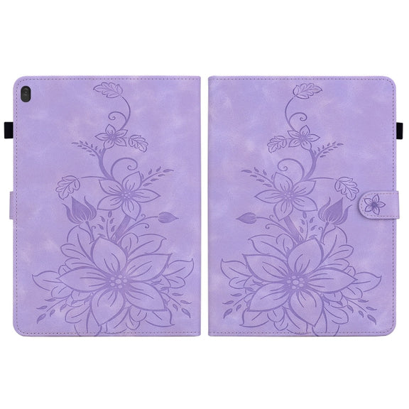 For Lenovo Tab M10 X605 /M10 HD X505 Lily Embossed Leather Tablet Case(Purple)