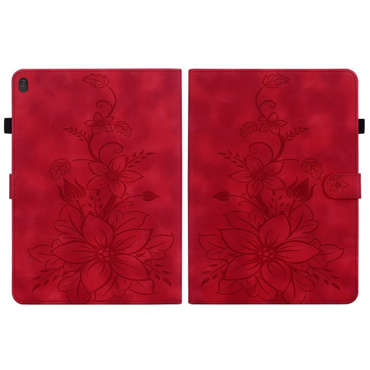For Lenovo Tab M10 X605 /M10 HD X505 Lily Embossed Leather Tablet Case(Red)