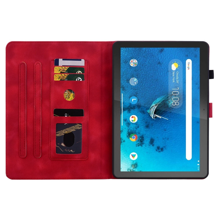 For Lenovo Tab M10 X605 /M10 HD X505 Lily Embossed Leather Tablet Case(Red)