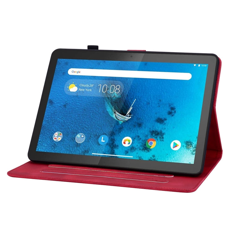 For Lenovo Tab M10 X605 /M10 HD X505 Lily Embossed Leather Tablet Case(Red)