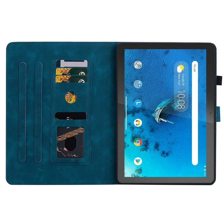 For Lenovo Tab M10 X605 /M10 HD X505 Lily Embossed Leather Tablet Case(Dark Blue)
