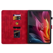 For Lenovo Tab K11 Plus Lily Embossed Leather Tablet Case(Red)