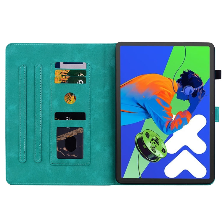 For Lenovo Tab P12 12.7 2025 Lily Embossed Leather Tablet Case(Green)