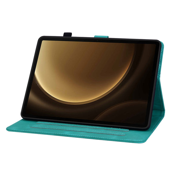 For Samsung Galaxy Tab S9+ / S9 FE+ Lily Embossed Leather Tablet Case(Green)