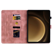 For Samsung Galaxy Tab S9+ / S9 FE+ Lily Embossed Leather Tablet Case(Pink)