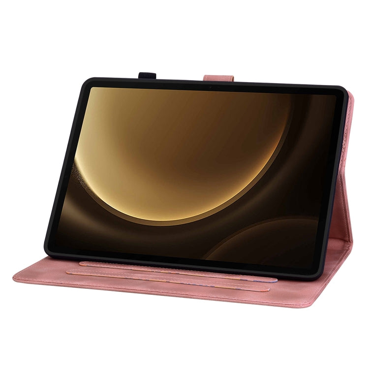 For Samsung Galaxy Tab S9+ / S9 FE+ Lily Embossed Leather Tablet Case(Pink)