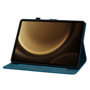 For Samsung Galaxy Tab S9+ / S9 FE+ Lily Embossed Leather Tablet Case(Dark Blue)