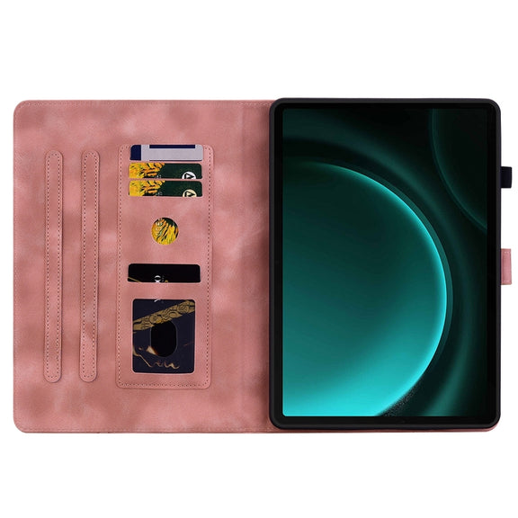 For Samsung Galaxy Tab S9 / S9 FE Lily Embossed Leather Tablet Case(Pink)