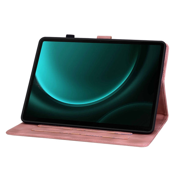 For Samsung Galaxy Tab S9 / S9 FE Lily Embossed Leather Tablet Case(Pink)