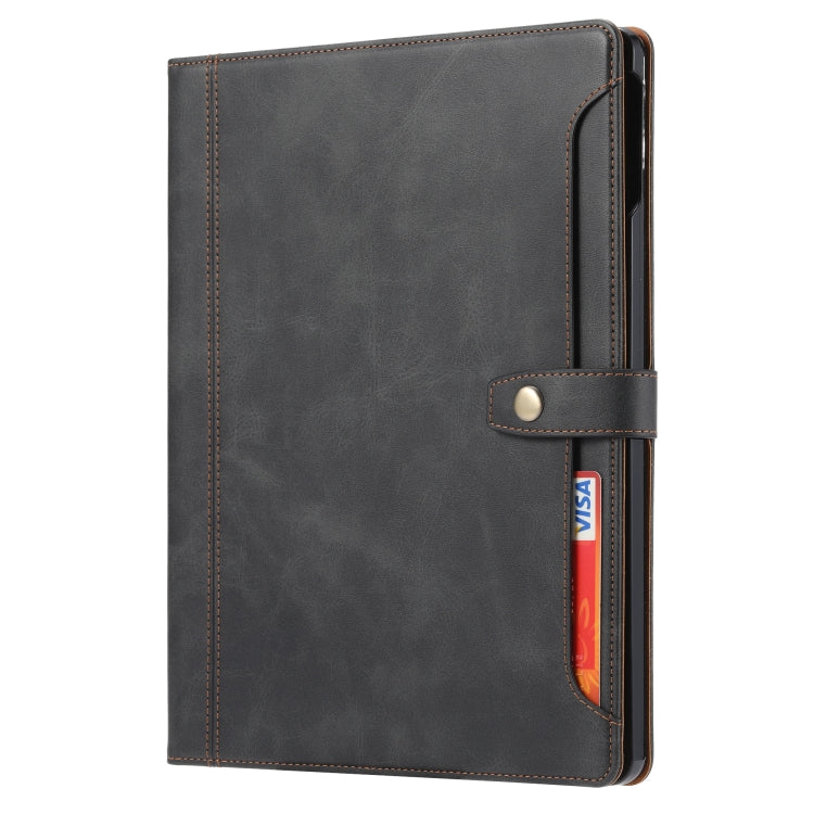 For iPad Pro 11 2024 Calf Texture Double Fold Clasp Horizontal Flip Leather Smart Tablet Case(Black)
