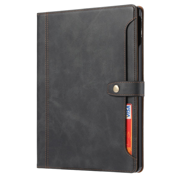 For iPad Pro 11 2024 Calf Texture Double Fold Clasp Horizontal Flip Leather Smart Tablet Case(Black)