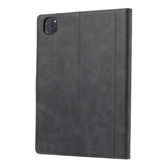 For iPad Pro 11 2024 Calf Texture Double Fold Clasp Horizontal Flip Leather Smart Tablet Case(Black)