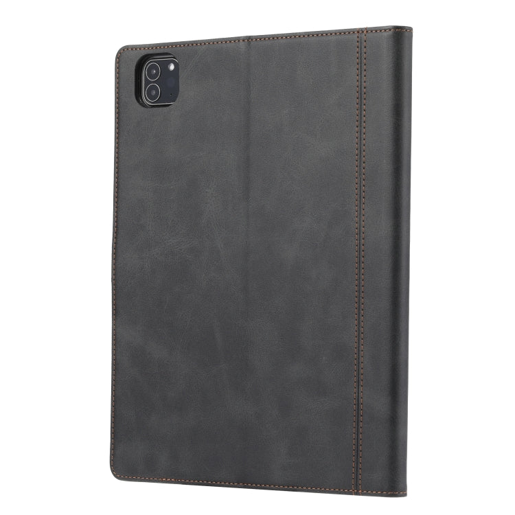 For iPad Pro 11 2024 Calf Texture Double Fold Clasp Horizontal Flip Leather Smart Tablet Case(Black)