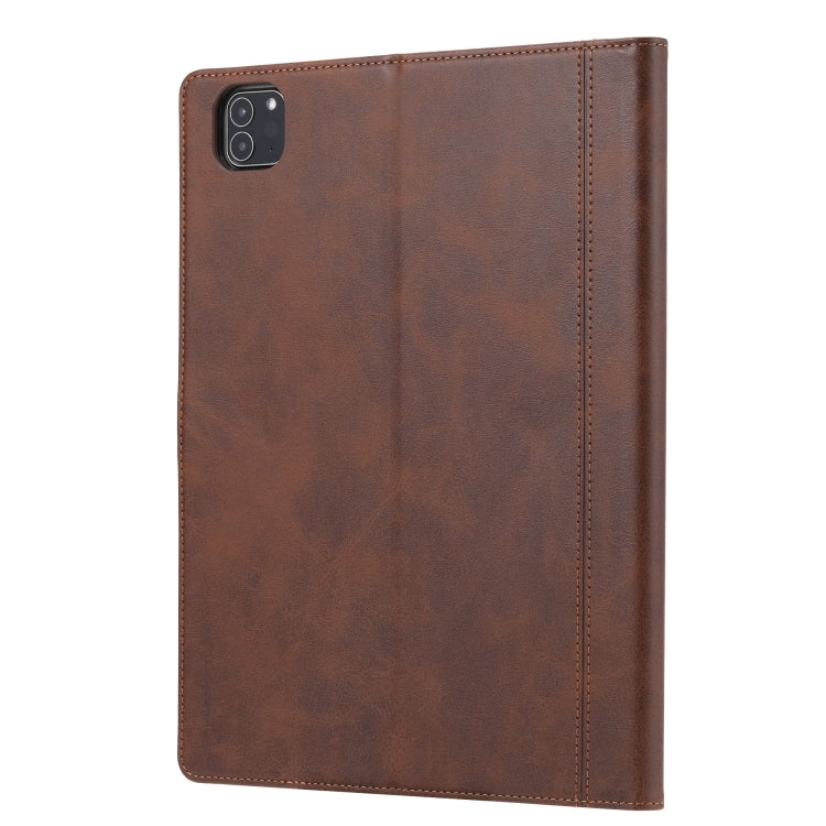 For iPad Pro 11 2024 Calf Texture Double Fold Clasp Horizontal Flip Leather Smart Tablet Case(Brown)
