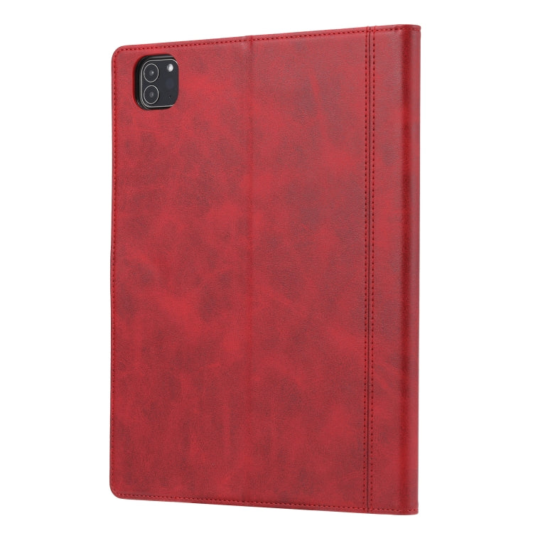 For iPad Pro 13 2024 Calf Texture Double Fold Clasp Horizontal Flip Leather Smart Tablet Case(Red)